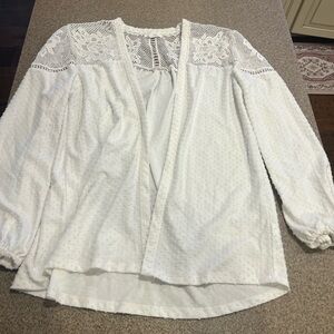 Maurices White Textured Lace Cardigan